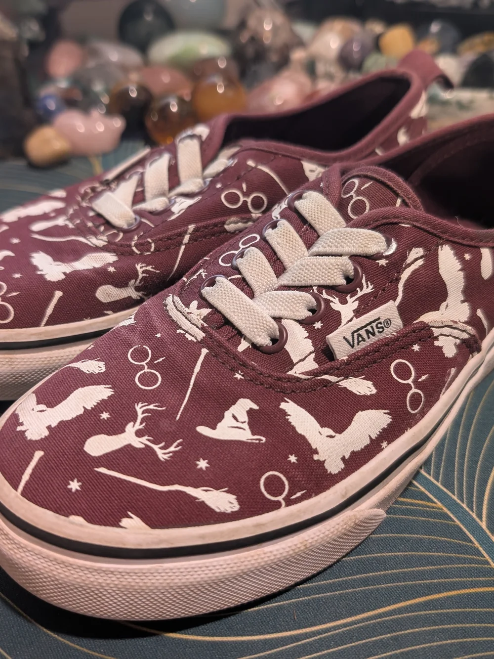 Vans Kids Maroon Patterned Low-Top Sneakers